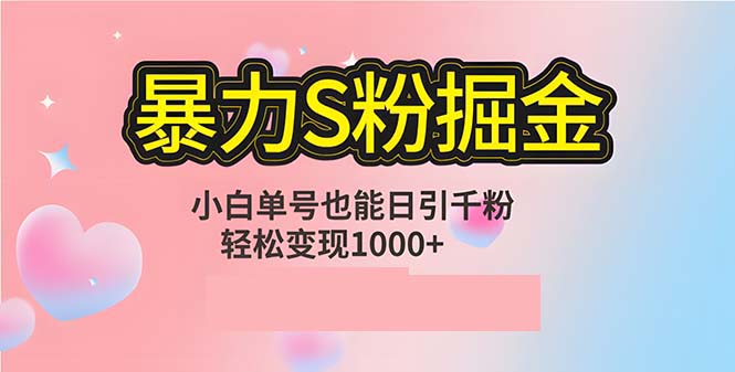 单人单机日引千粉，变现1000+，S粉流量掘金计划攻略-云创网