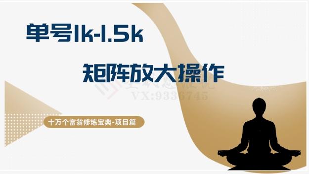 十万个富翁修炼宝典15.单号1k-1.5k，矩阵放大操作-云创网